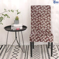 Jersey Printed Flower Dining Chair Covers - Dark Brown