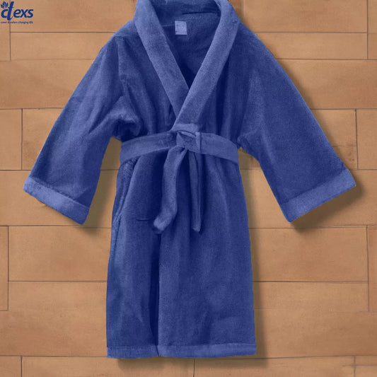 Fluffy Kids Bathrobe - Navy Blue