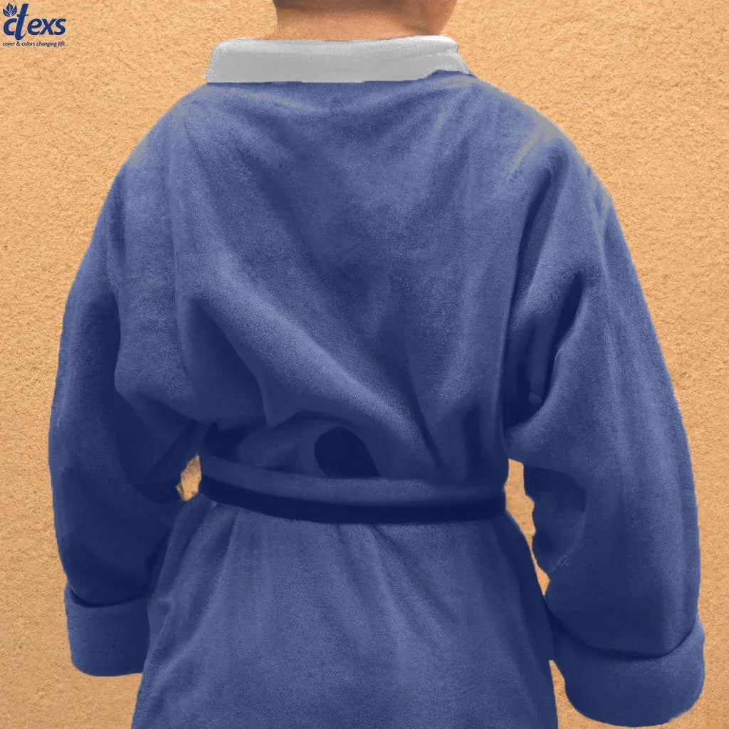 Fluffy Kids Bathrobe - Navy Blue