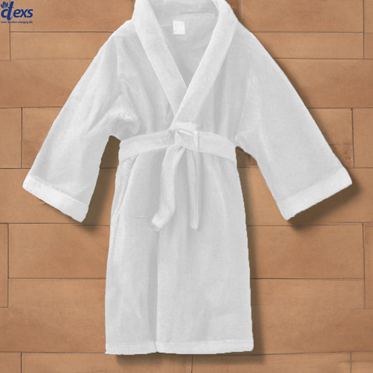 Fluffy Kids Bathrobe - White