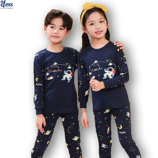 Kids Jersey Night Suite -  Blue Smile Space