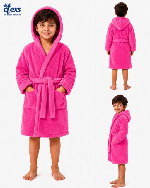 Fluffy Kids Bathrobe - Pink