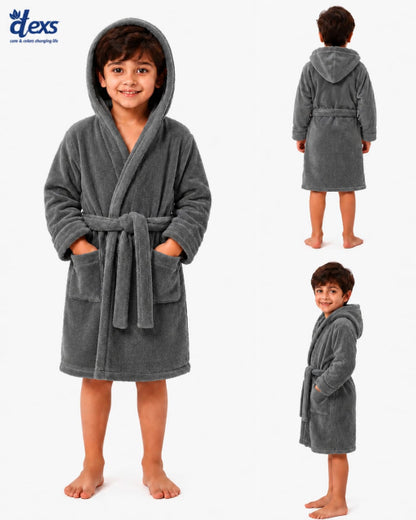Fluffy Kids Bathrobe - Grey