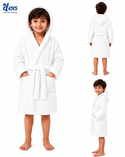 Fluffy Kids Bathrobe - White
