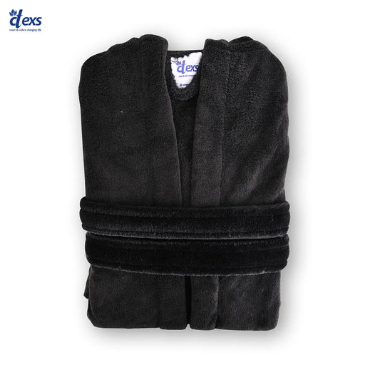 Kids Soft Velvet Bathrobe - Black