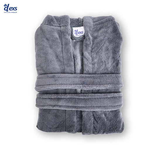 Kids Soft Velvet Bathrobe - Grey