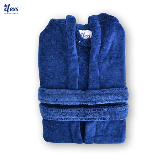 Kids Soft Velvet Bathrobe - Navy Blue