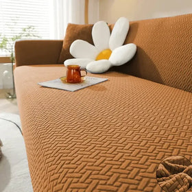 Stripe Jacquard Sofa Cover - Camel Brown - Ctexs