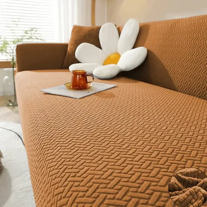Stripe Jacquard Sofa Cover - Camel Brown - Ctexs