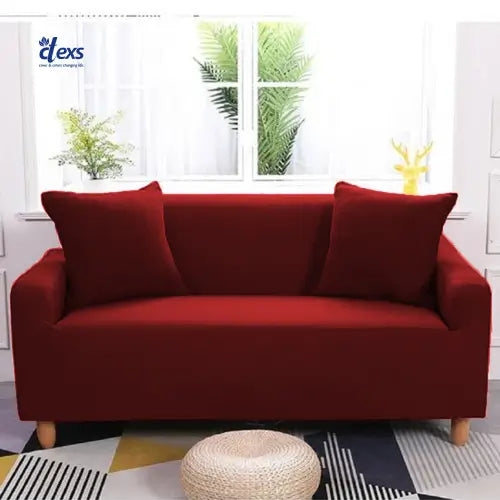 Lycra Jersey Fabric Sofa Cover - Mehroon