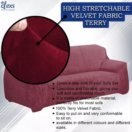 Terry Stretchable Sofa Covers | Mehroon - Ctexs
