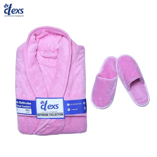 Bathrobe with Slippers Combo (Pink)