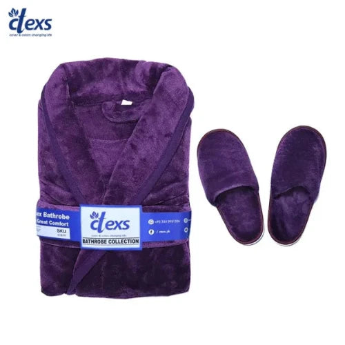 Bathrobe with Slippers Combo (Purple)