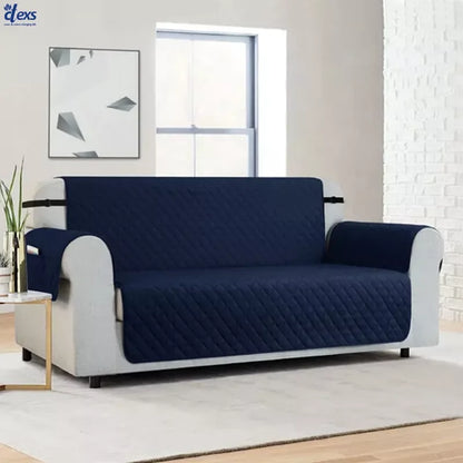 Quilted Sofa Cover With Pocket | Navy Blue - Ctexs