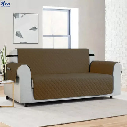 Quilted Sofa Cover With Pocket | Camel - Ctexs