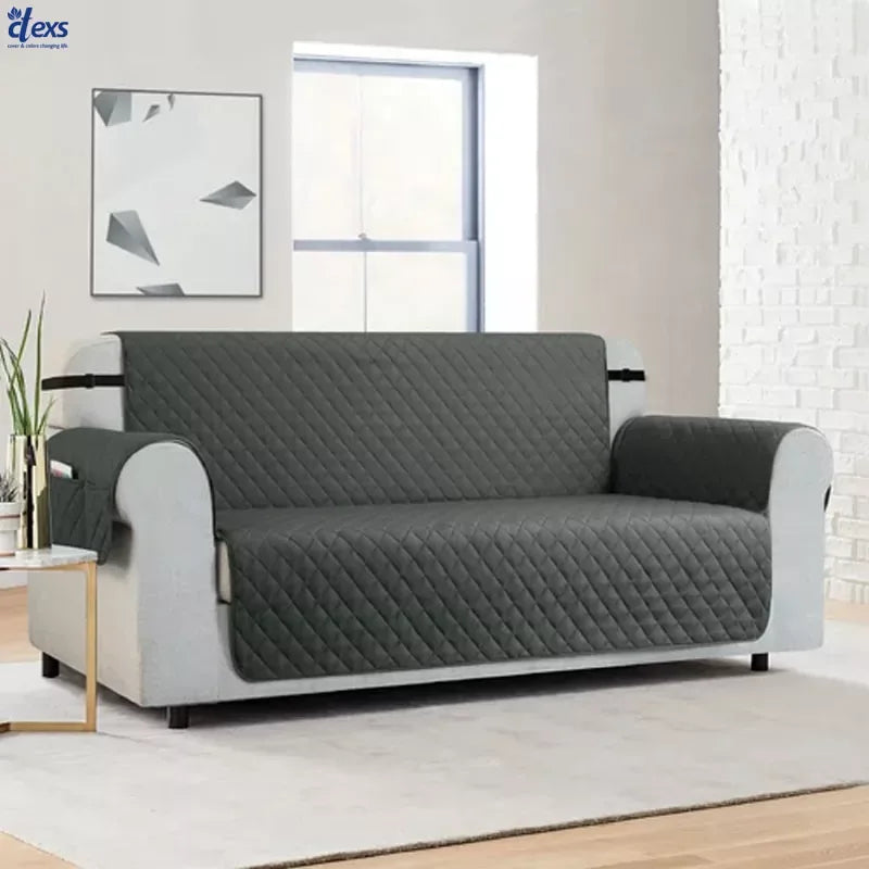 Quilted Sofa Cover With Pocket | Grey - Ctexs