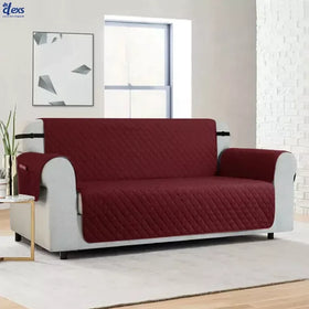 Quilted Sofa Cover With Pocket Mehroon - Ctexs