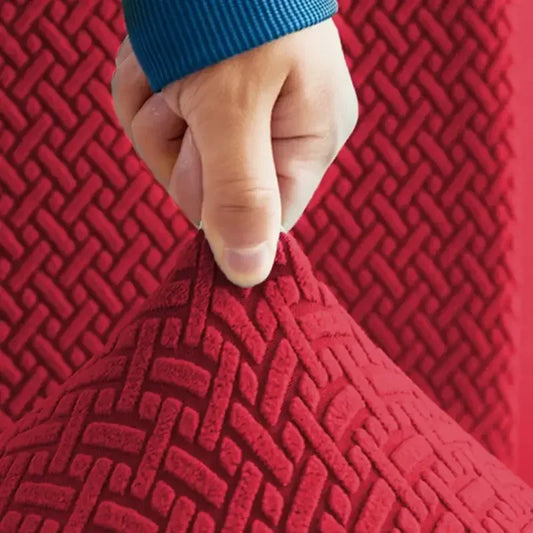 Stripe Jacquard L Shape Sofa Cover - Maroon - Ctexs
