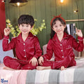 Kids Silk Night Suit - Mehroon