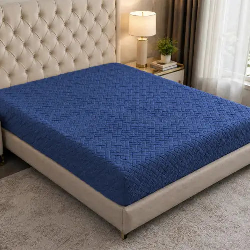 Stripe Jacquard Bed Fitted - Navy Blue