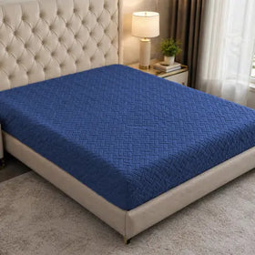 Stripe Jacquard Bed Fitted - Navy Blue