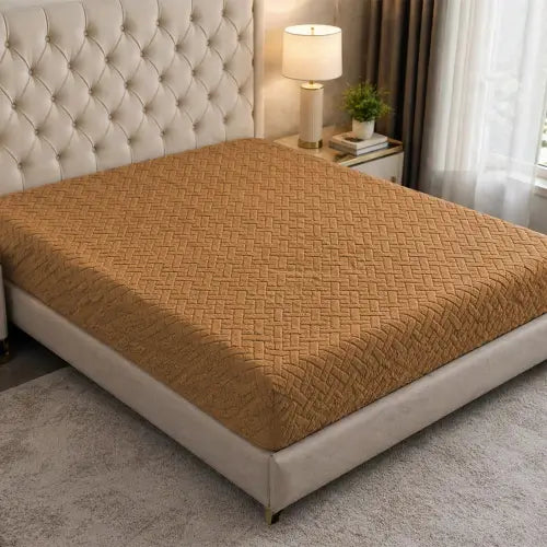 Stripe Jacquard Bed Fitted - Camel Brown