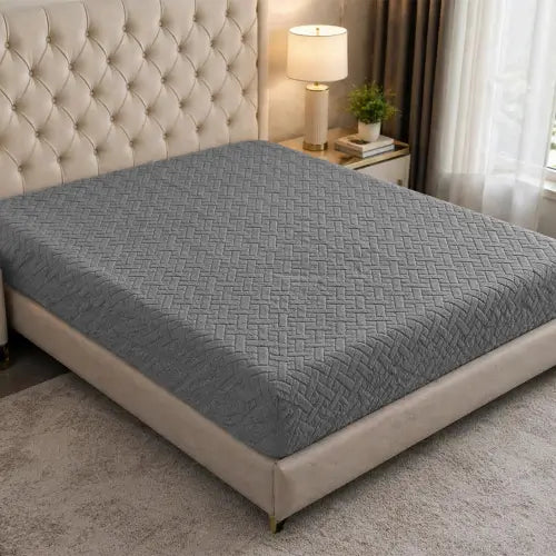 Stripe Jacquard Bed Fitted - Grey