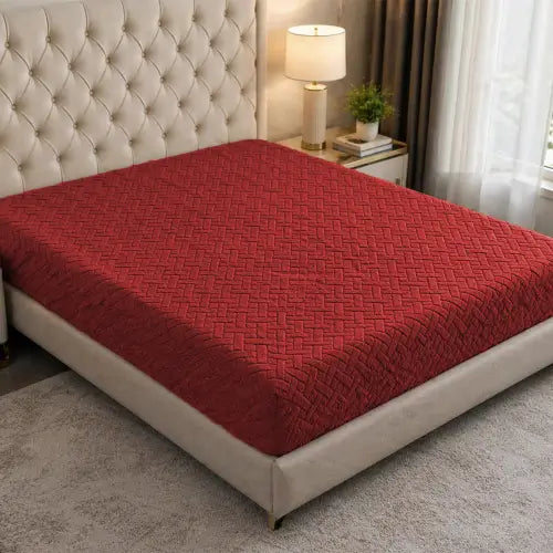Stripe Jacquard Bed Fitted - Mehroon