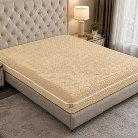 Stripe Jacquard Zipper Mattress Cover - Beigh