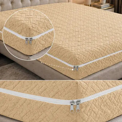 Stripe Jacquard Zipper Mattress Cover - Beigh