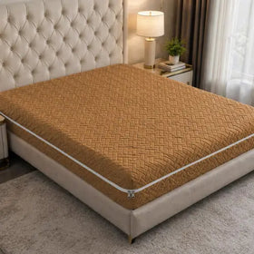Stripe Jacquard Zipper Mattress Cover - Camel Brown