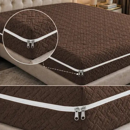 Stripe Jacquard Zipper Mattress Cover - Dark Brown
