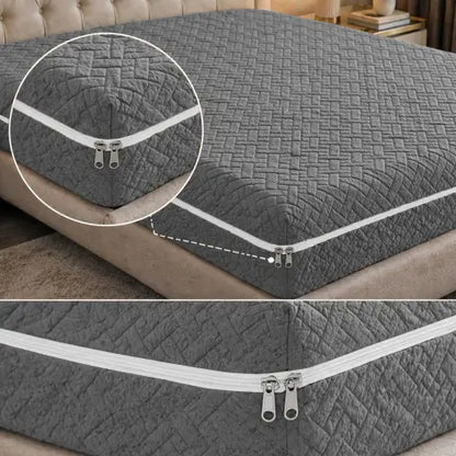 Stripe Jacquard Zipper Mattress Cover - Grey