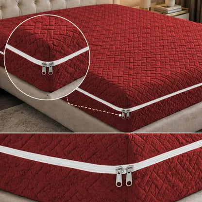 Stripe Jacquard Zipper Mattress Cover - Mehroon