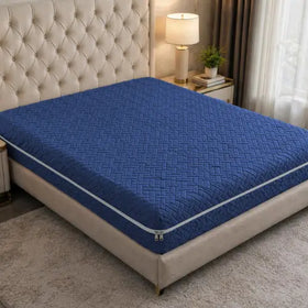 Stripe Jacquard Zipper Mattress Cover - Navy Blue