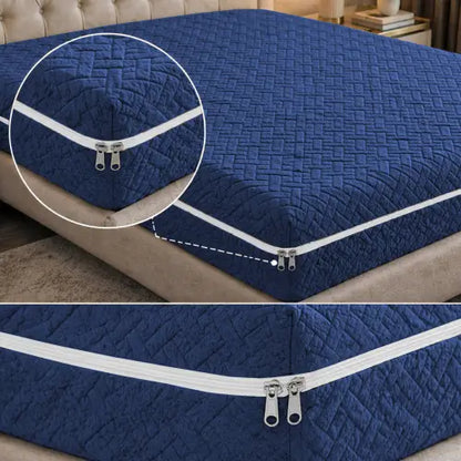 Stripe Jacquard Zipper Mattress Cover - Navy Blue