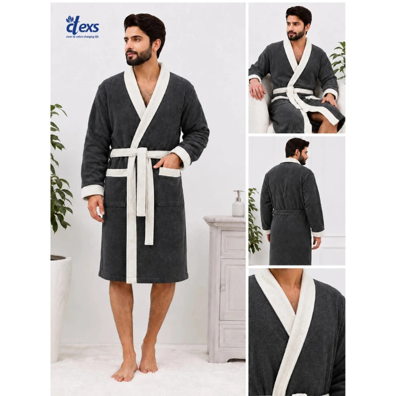 Ctexs Stripe Charcoal Colour SPA Bathrobe