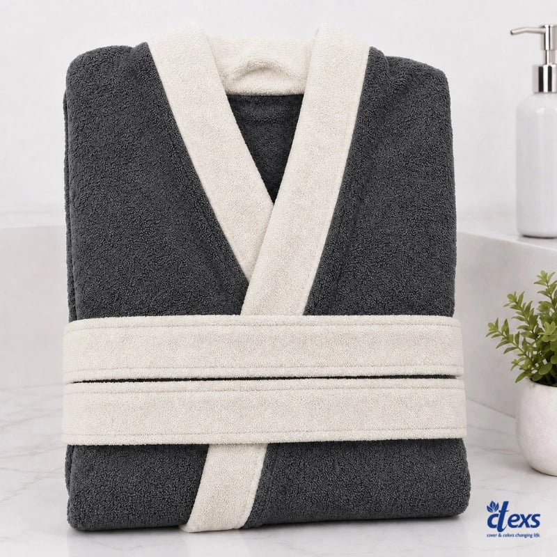 Ctexs Stripe Charcoal Colour SPA Bathrobe