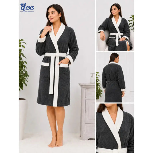 Ctexs Stripe Charcoal Colour SPA Bathrobe (Unisex)