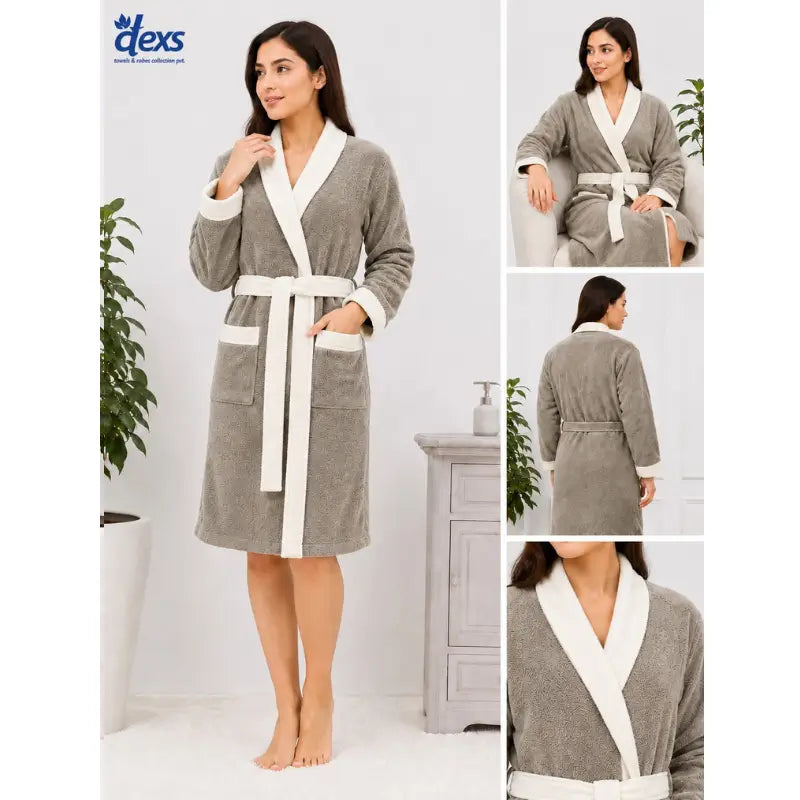 Ctexs Stripe Taupe Colour SPA Bathrobe (Unisex)