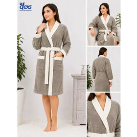 Ctexs Stripe Taupe Colour SPA Bathrobe (Unisex)