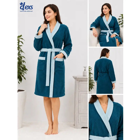 Ctexs Stripe Teal Colour SPA Bathrobe (Unisex)
