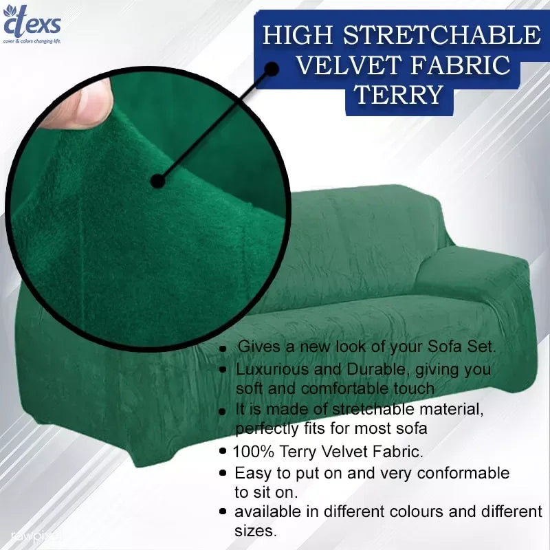 Terry Stretchable Sofa Covers | Aqua Green - Ctexs