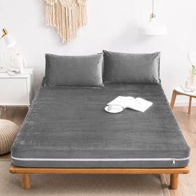 Terry Velvet Exclusive Zipper Mattress Cover - Grey