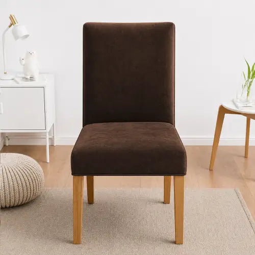 Terry Velvet Dinning Chair Cover - Dark Brown