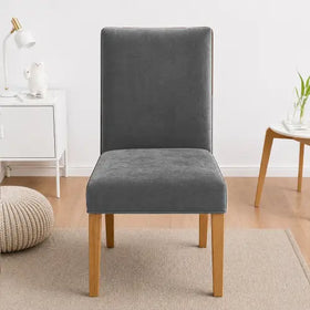 Terry Velvet Dinning Chair Cover - Grey