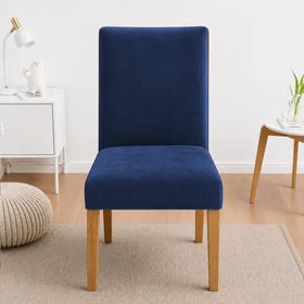 Terry Velvet Dinning Chair Cover - Navy Blue