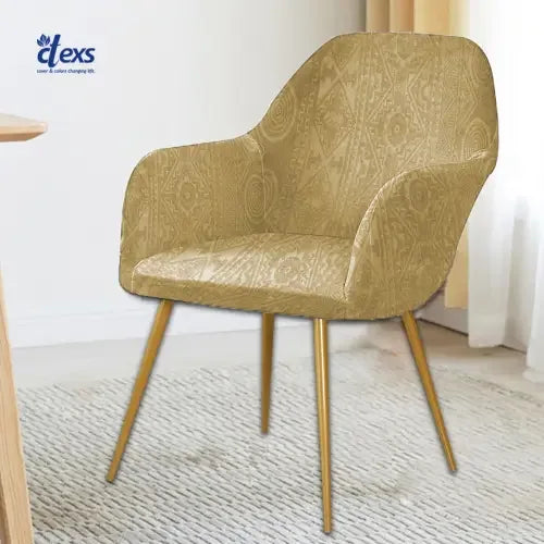 Embossed Geometric Jacquard Turkish Arm Chair Cover - Beigh