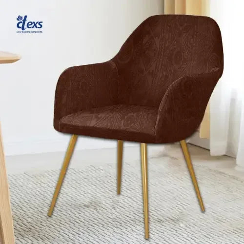 Embossed Geometric Jacquard Turkish Arm Chair Cover - Dark Brown