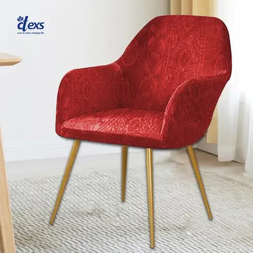 Embossed Geometric Jacquard Turkish Arm Chair Cover - Mehroon